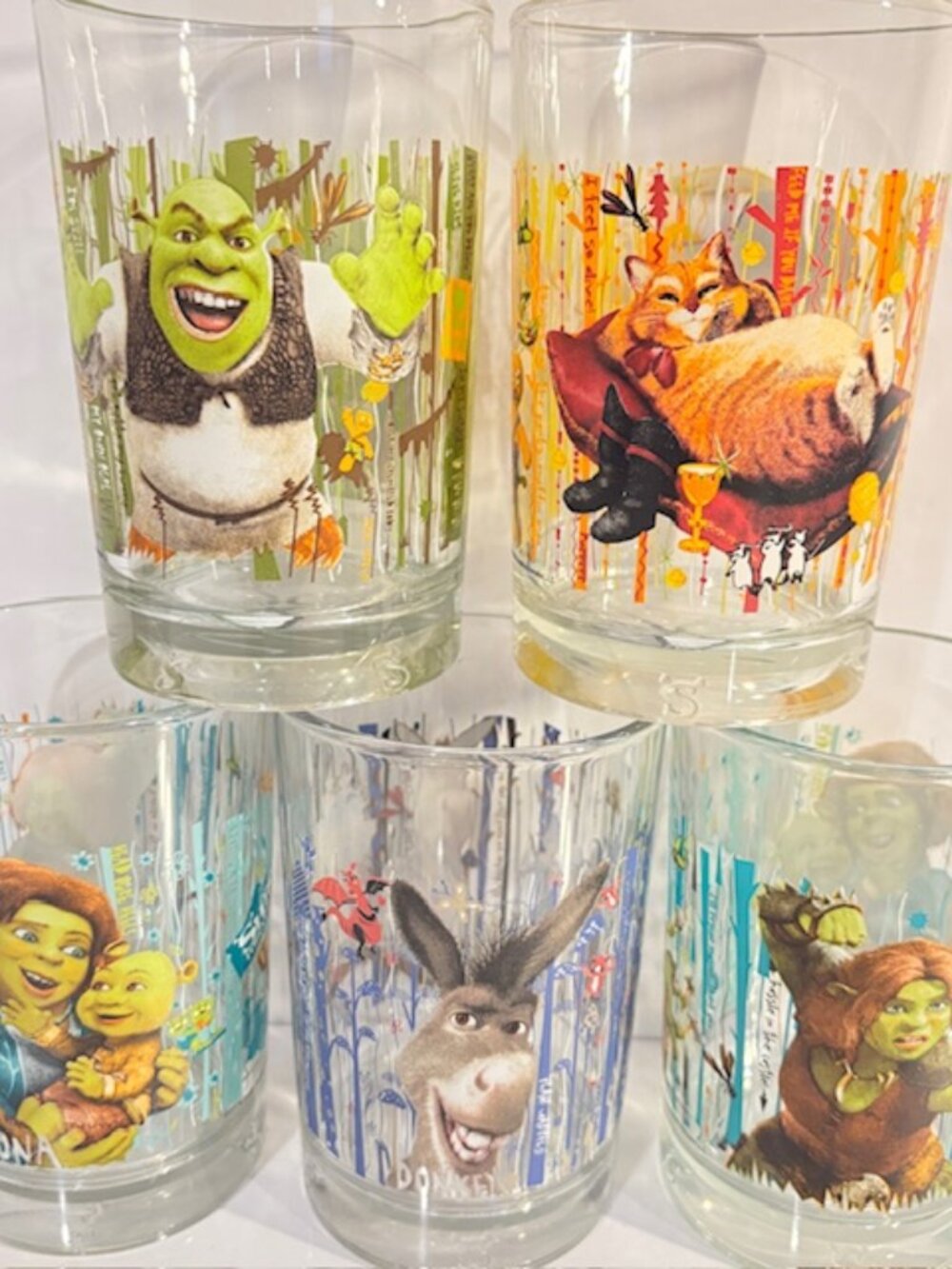 McDonalds Shrek Forever After Collector Glasses 2010 Set of 4 Lot of 5